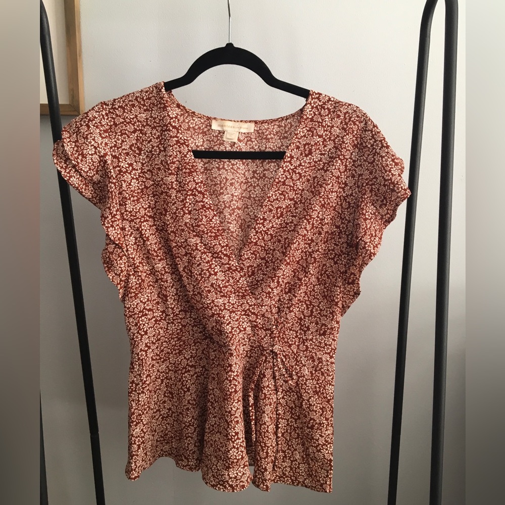 Monteau Rust Patterned Blouse, XL